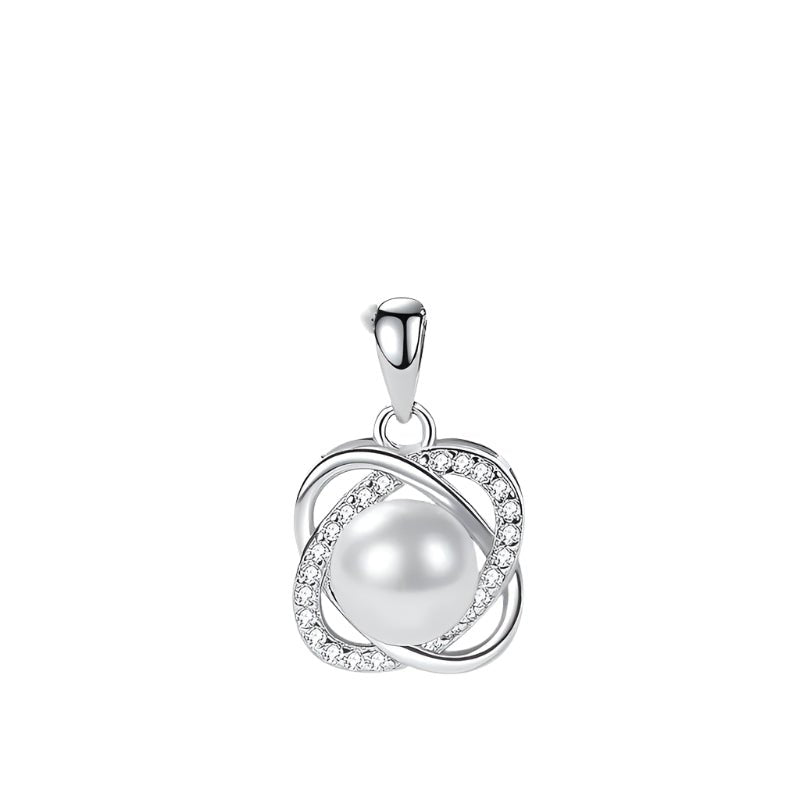 ORL’A Clover Pearl Pendant Necklace in 925 silver, symbol of love, hope, luck. ORLA Jewelry Store.