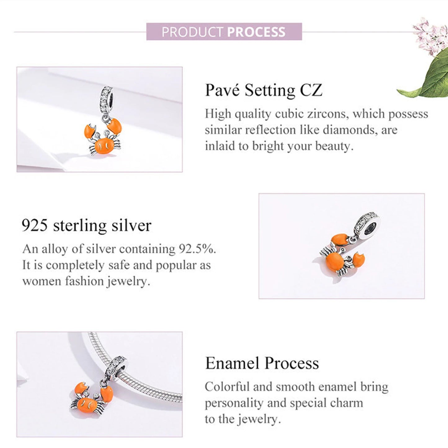 Sunset Crab Dangle Charm