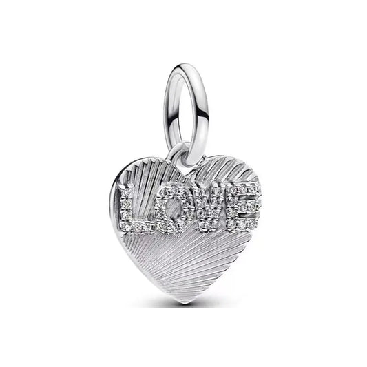 Love Heart Silver Dangle Charm