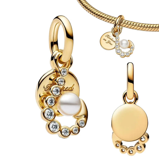 Sunrise Medallion Pearl Dangle Charm