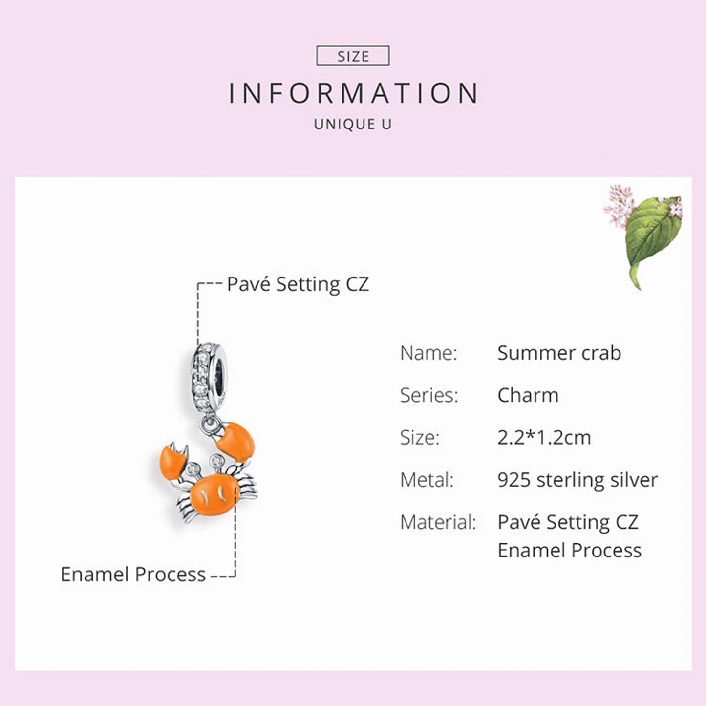 Sunset Crab Dangle Charm