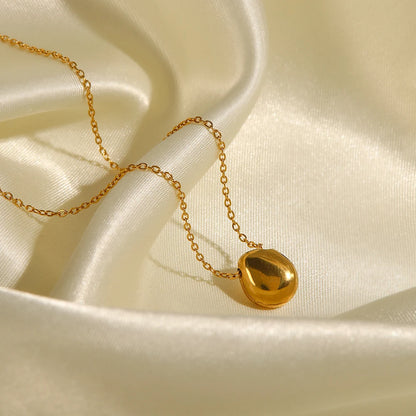 Back view of Orla Jewelry Store pearl pendant necklace showcasing gold-tone stainless steel chain and clasp — elegant and durable finish